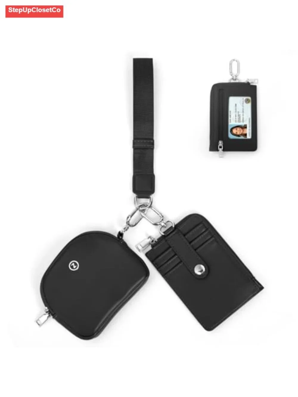 RFID Blocking Wristlet Wallet PU Leather 2-in-1 Card Holder with Adjustable